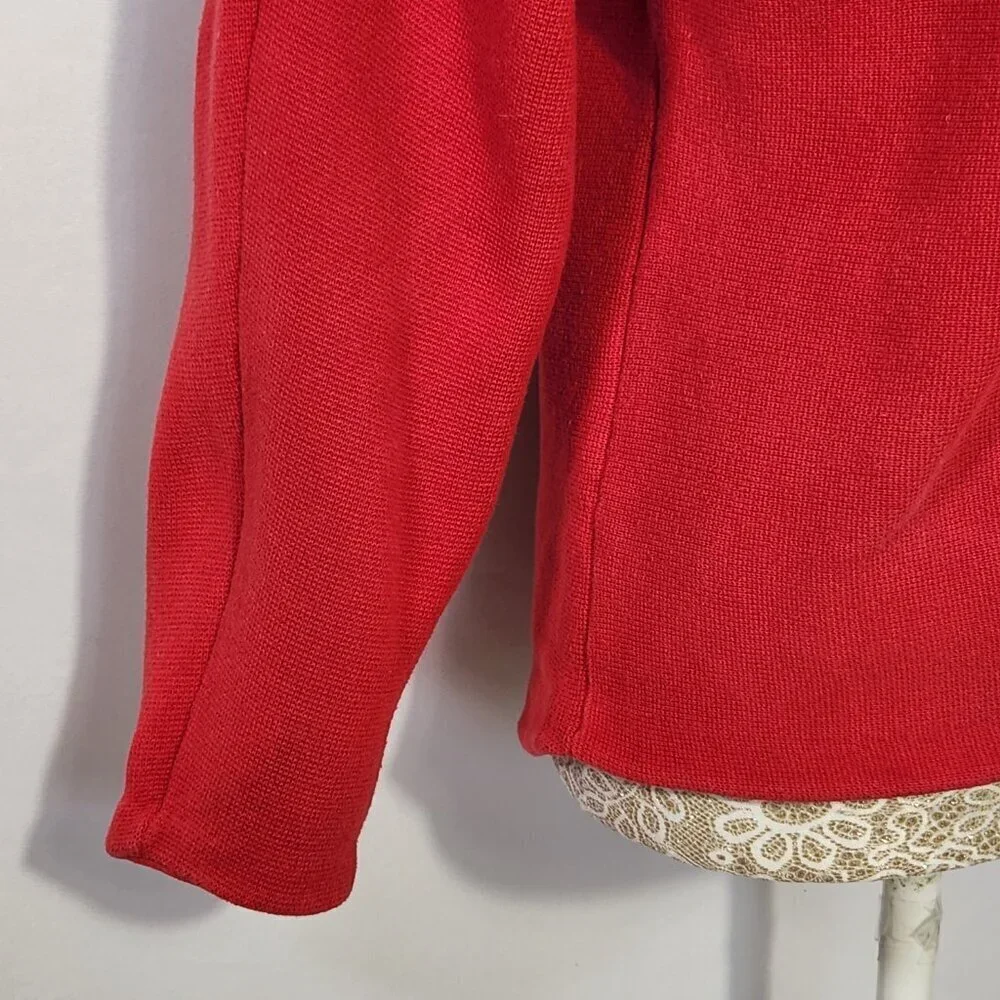 Chico's Size 2/12-L Red Long Sleeve 3/4 Clasp Front Cardigan Sweater Jacket City